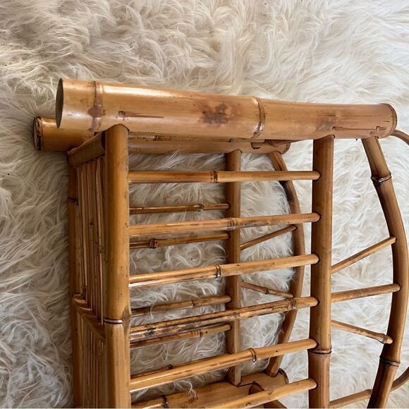 Vintage 1930 English Tortoiseshell Bohemian Rattan Bamboo Magazine/Record Rack - Picture 4 of 8